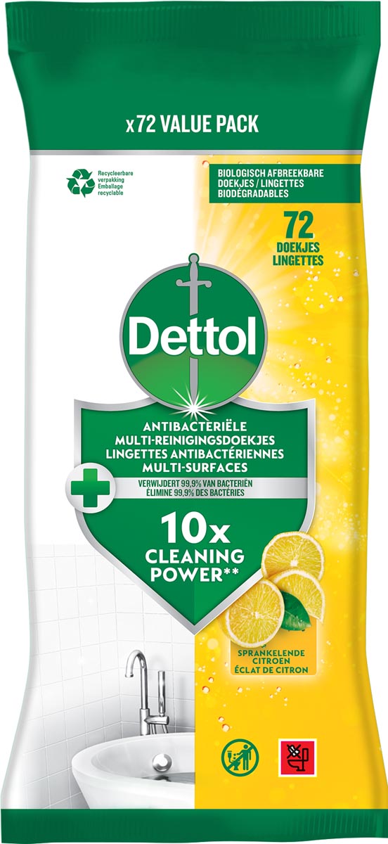Dettol reinigingsdoekjes citroen, pak van 72 stuks