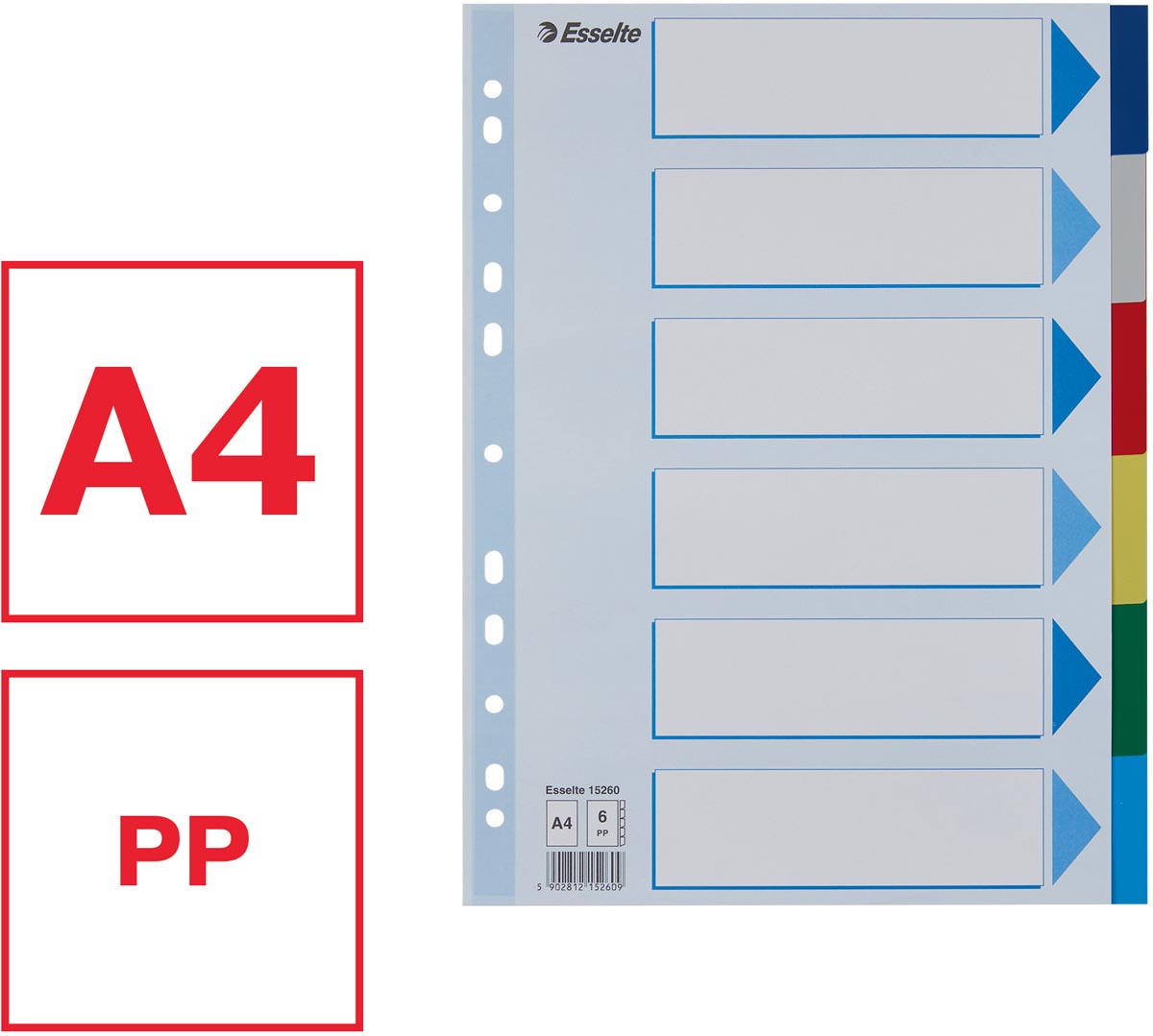 Esselte tabbladen 6 tabs