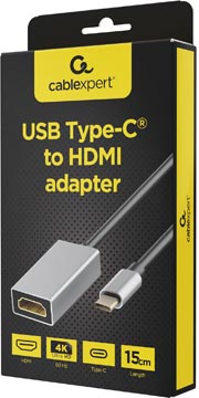 Cablexpert USB-C naar HDMI adapter kabel 0,15 m grijs zwart