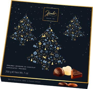 Hamlet chocolade kerstboom melk-, witte en pure chocolade beige 200 g