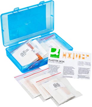 Q-CONNECT pleisters assortiment 100 stuks waterbestendig in hersluitbare plastic box