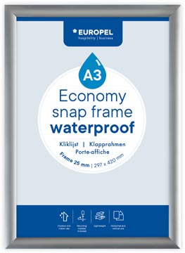 Europel clicklijst Economy, waterdicht, 25 mm, ft A3, zilver