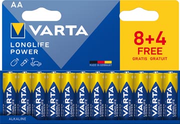 Varta Longlife Power AA alkalinebatterijen niet oplaadbaar blister 12 stuks