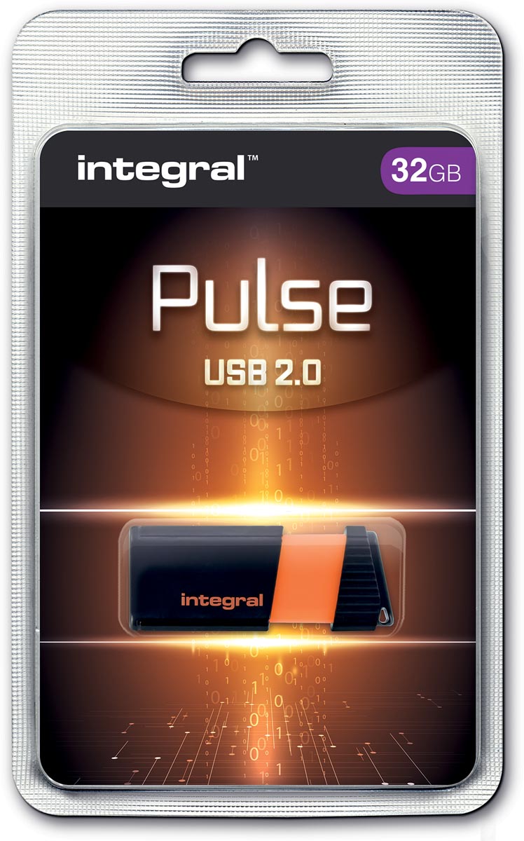 Integral Pulse USB 2.0 stick 32 GB zwart/oranje