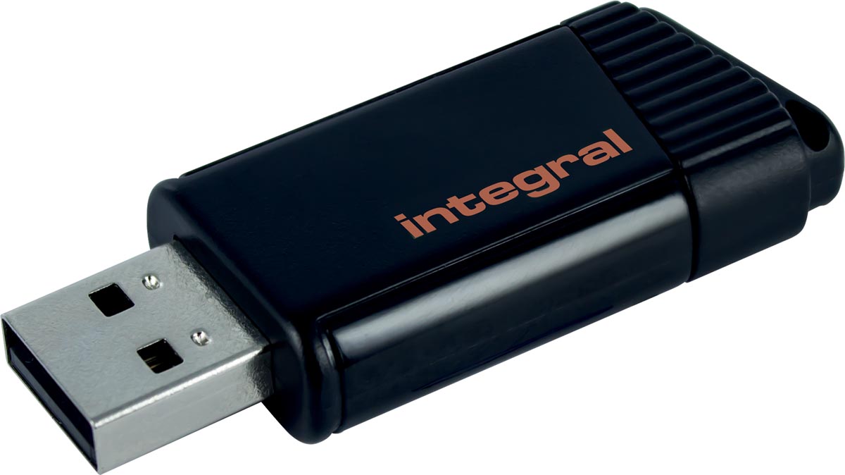 Integral Pulse USB 2.0 stick 32 GB zwart/oranje