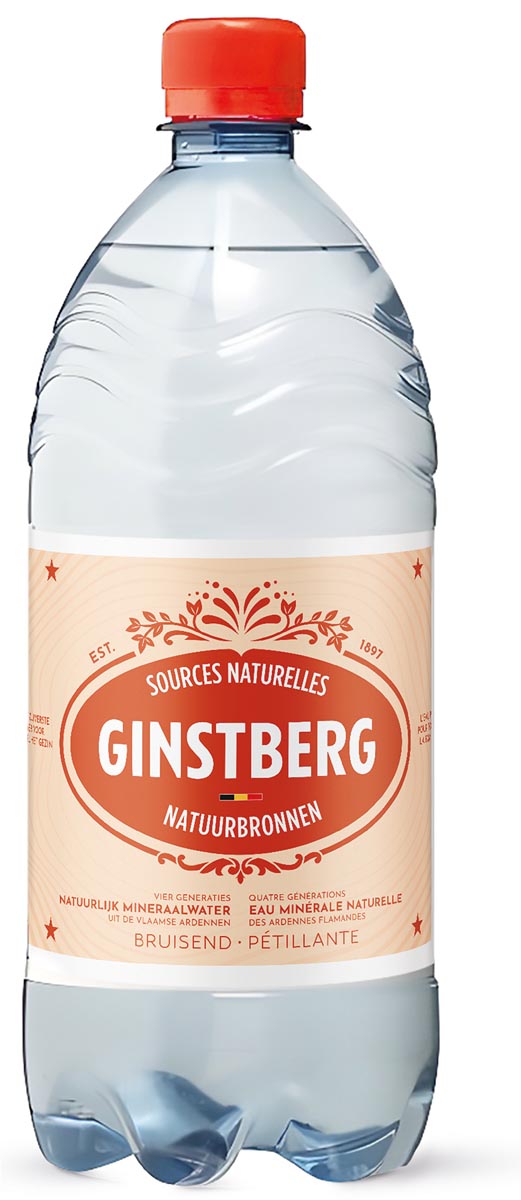 Ginstberg Natuurlijk Mineraalwater Bruisend 1 L Fles Pak van 6