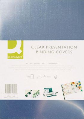 Q-CONNECT omslagen, ft A4, PVC, 150 micron, pak van 100 stuks, transparant