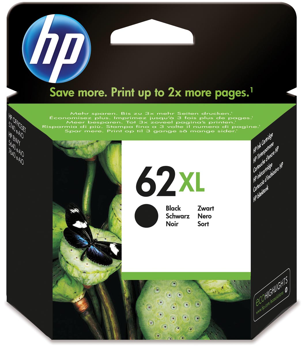 HP 62XL inktcartridge zwart 600 pagina's OEM C2P05AE