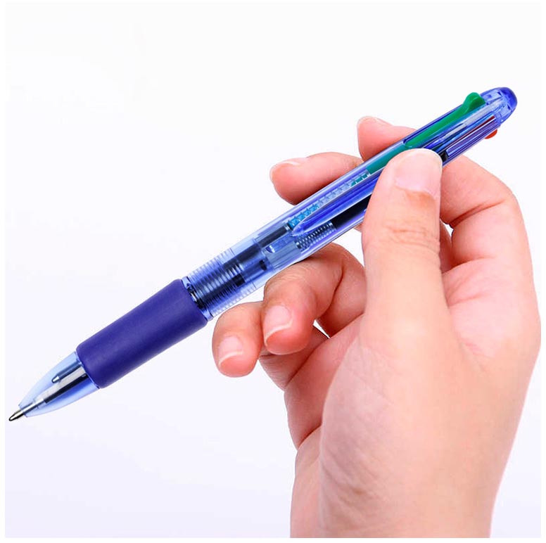 Q-CONNECT Balpen 4 kleuren rood groen blauw zwart 0,7 mm medium punt kunststof