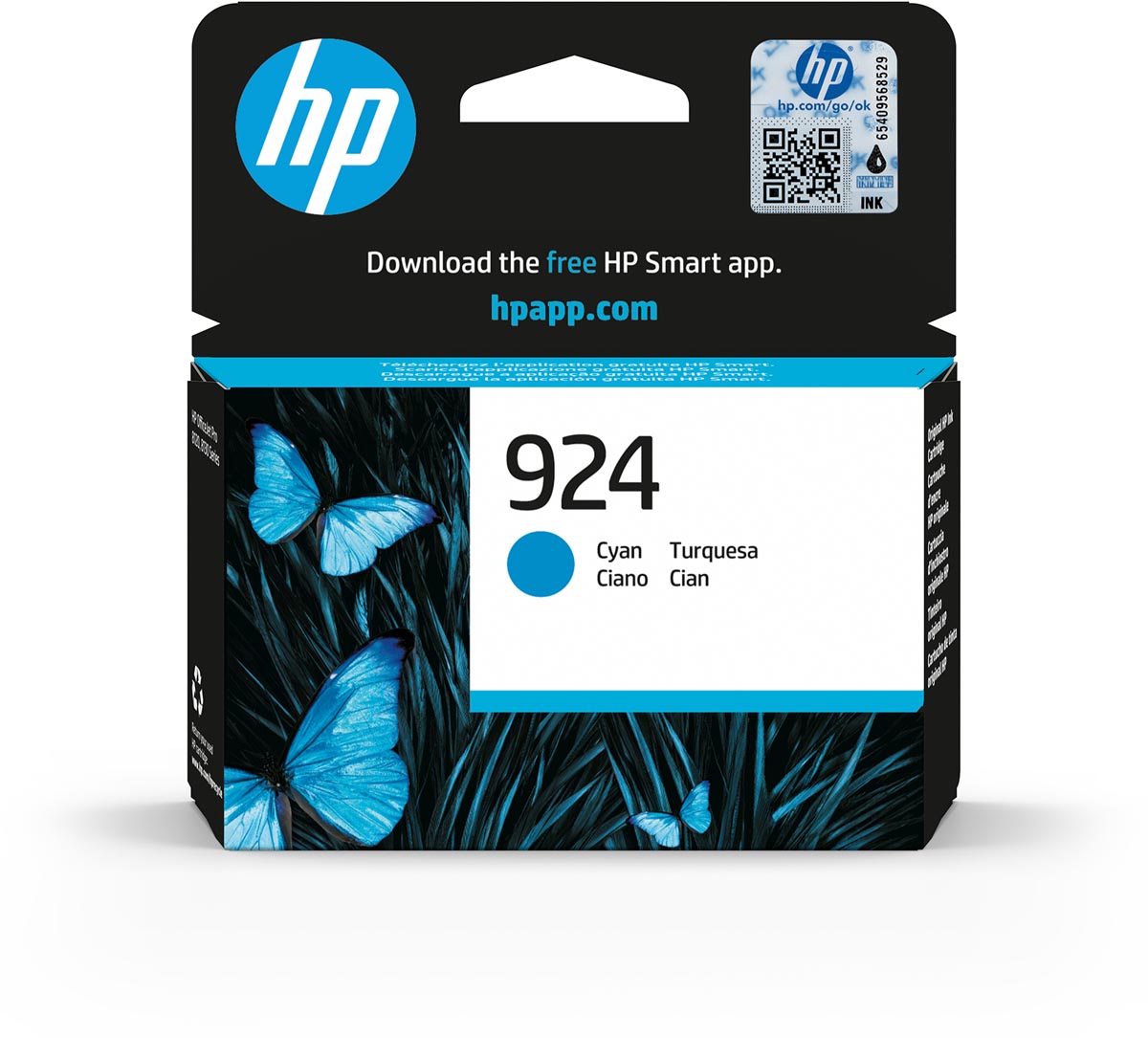 HP inktcartridge 924, 400 pagina's, OEM 4K0U3NE, cyaan