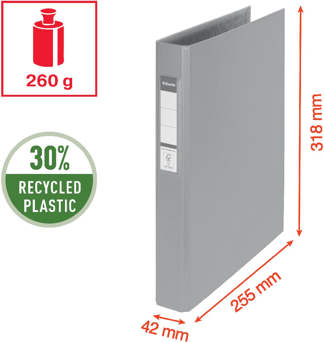 Esselte ringmap Vivida A4 zwart 4 ringen PP ecologisch 310 g
