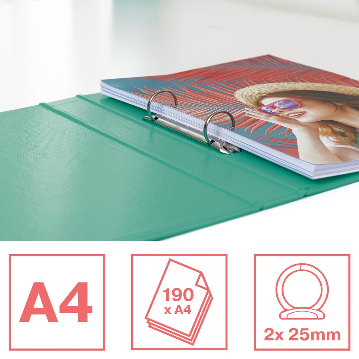 Esselte Colour'Breeze ringmap, 2 ringen, PP, ft A4, met harde kaft, groen